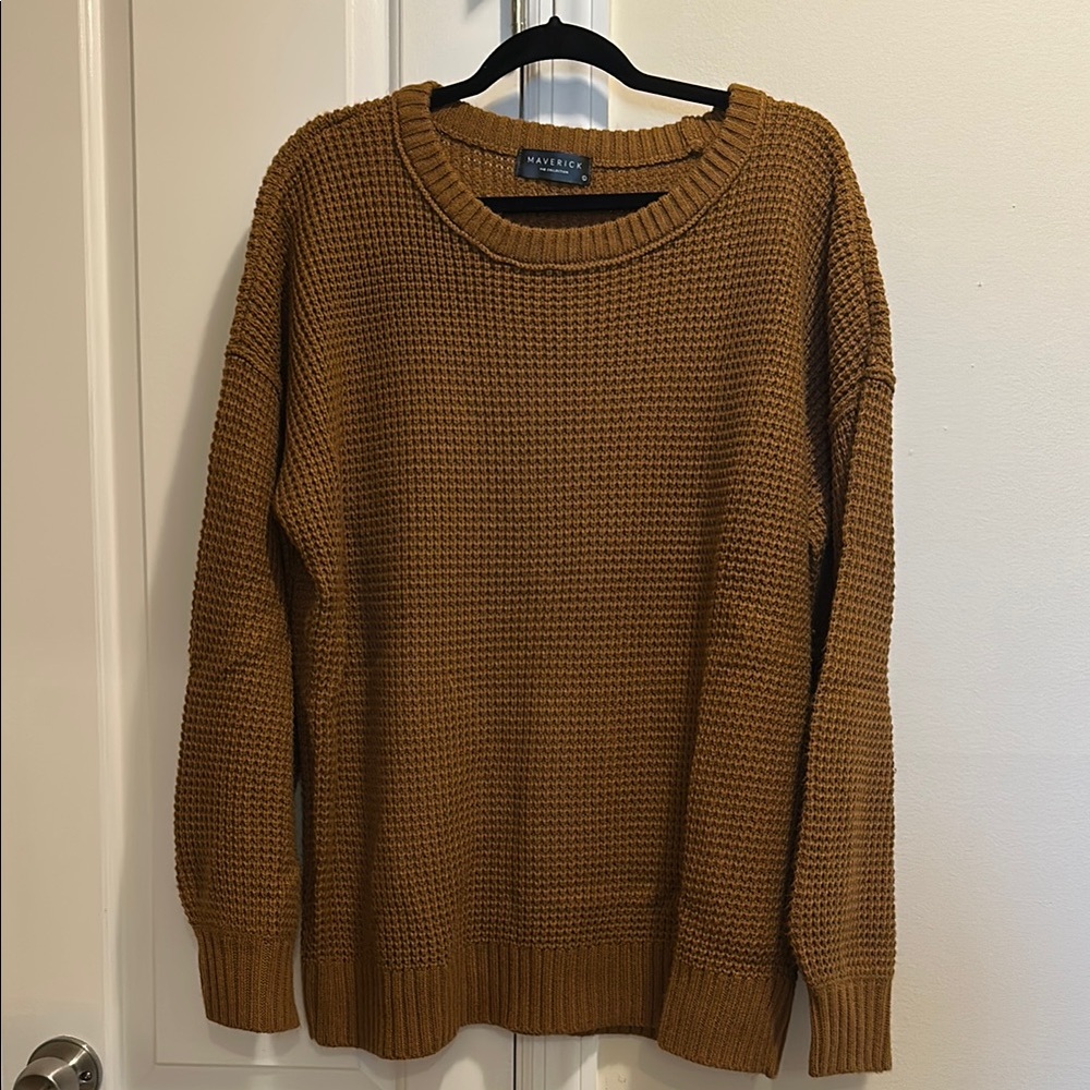 Brown Chunky Knit Crew Neck Sweater